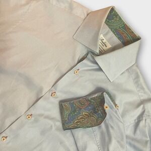 Stenstroms Fitted Body Twofold Dress Shirt Paisley Flip Cuff Mens 15.5 Medium